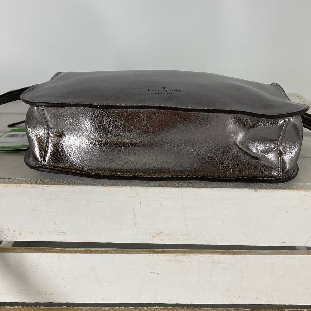 KATE SPADE NWT, PEWTER METALIC LEATHER WOMENS CROSSBODY BAG - Picture 10 of 12